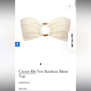 Montce Cream Rib Tori Bandeau Bikini Top